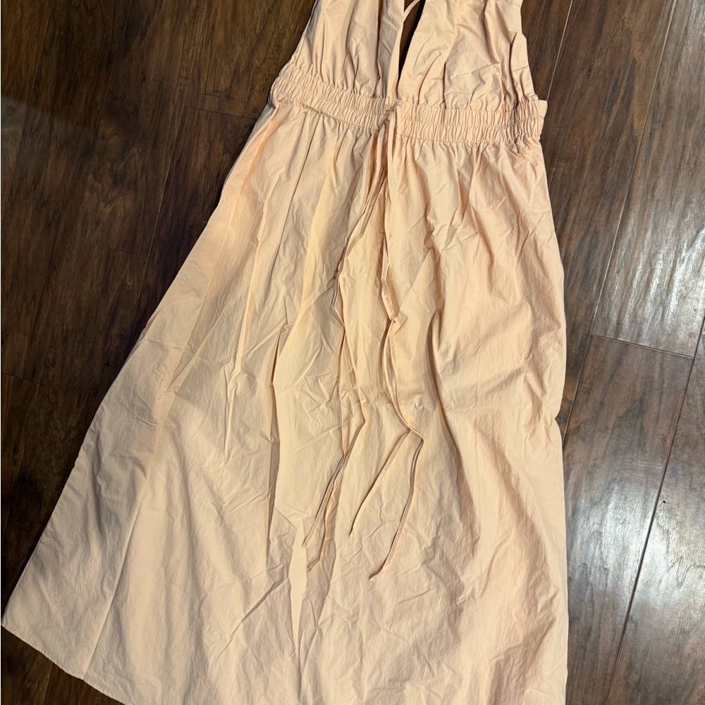 Zara Peach Pink Maxi Dress with Deep V-Neck - Picture 3 of 8